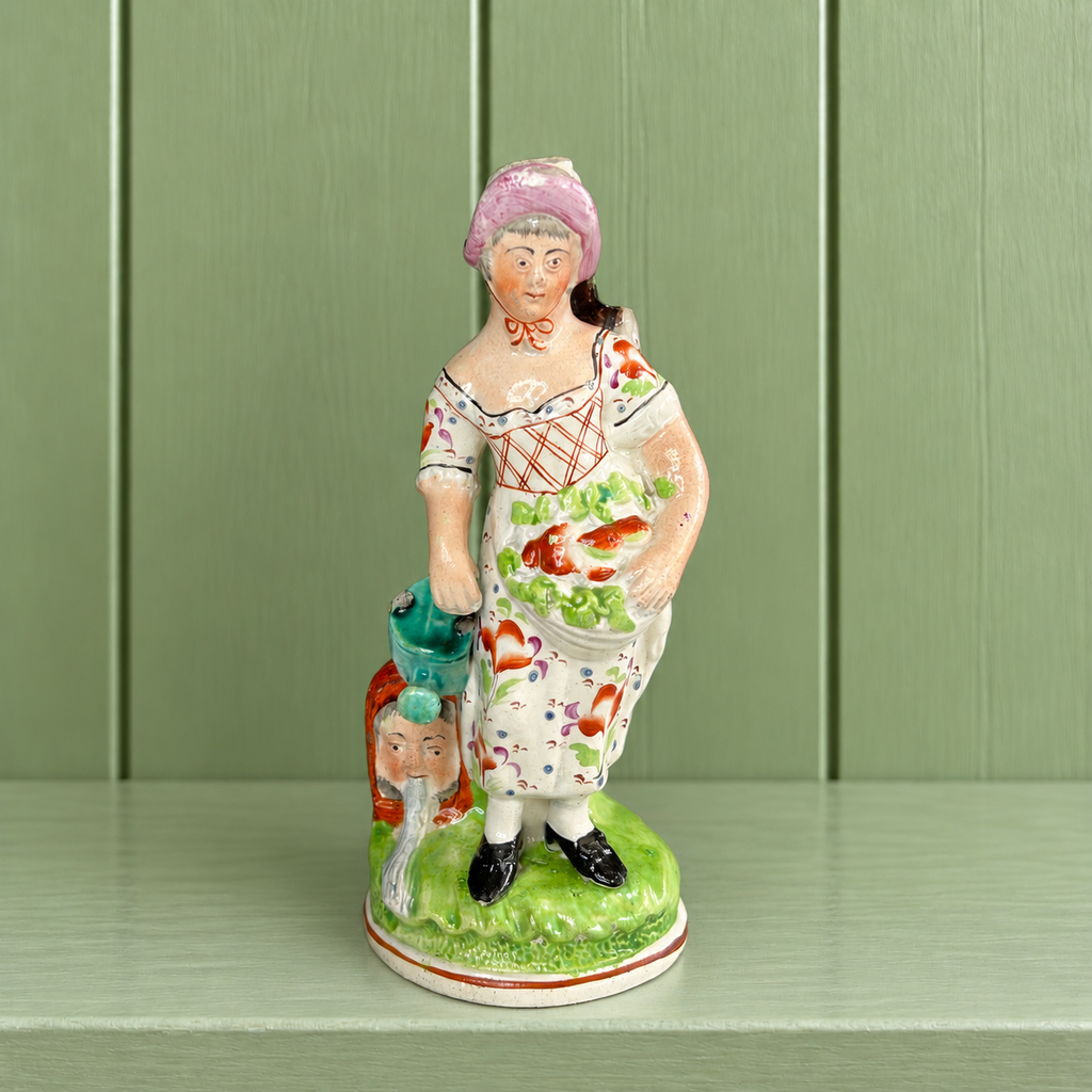 RARE Early 19th Century Staffordshire Figure Lady Gardening Obadiah Sherratt C 1800