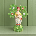 Early 19th Century Staffordshire Figure Shepherdess Floral Bocage Sheep Lamb C 1800