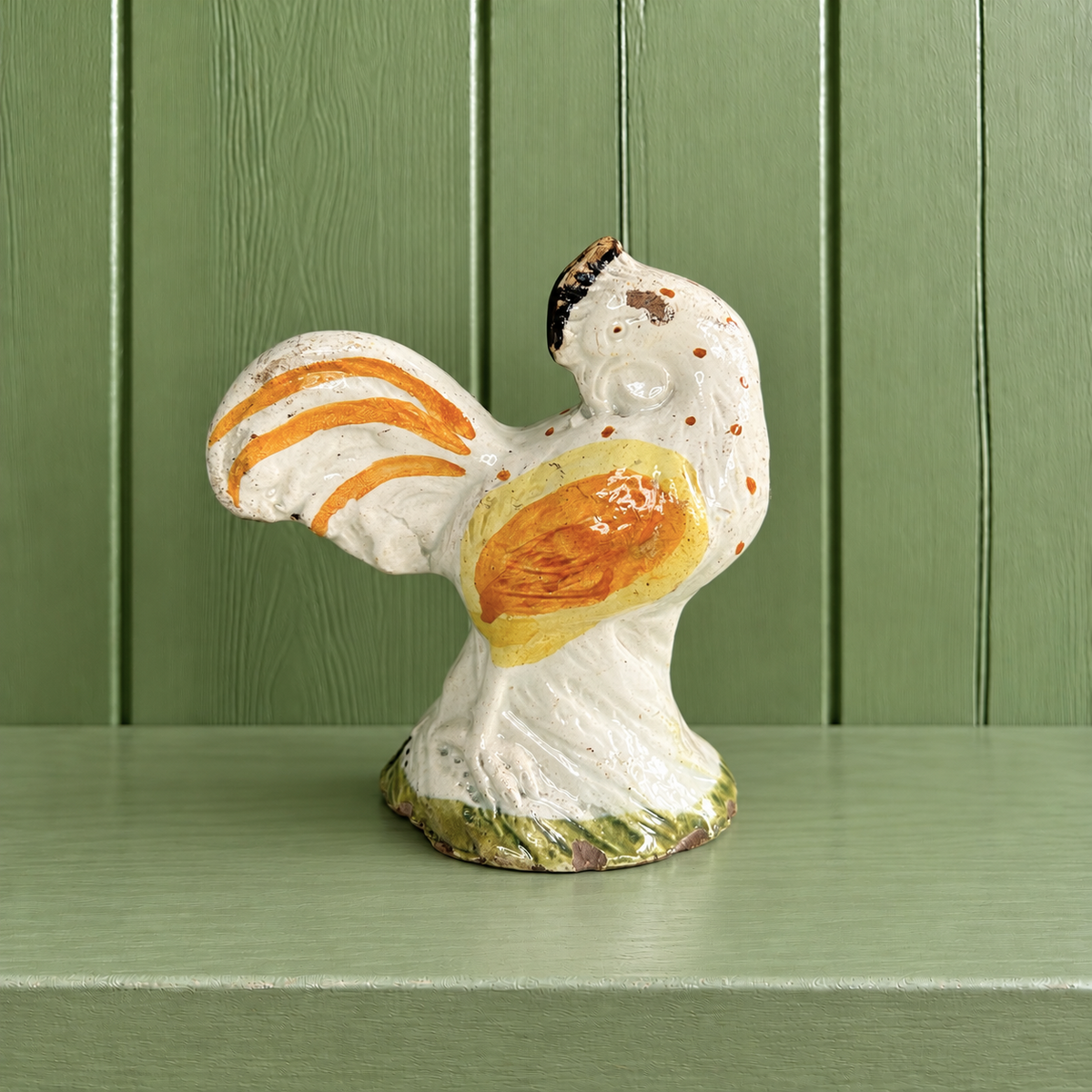RARE 18th Century Staffordshire Figure Cockerel Chicken Prattware C 1790