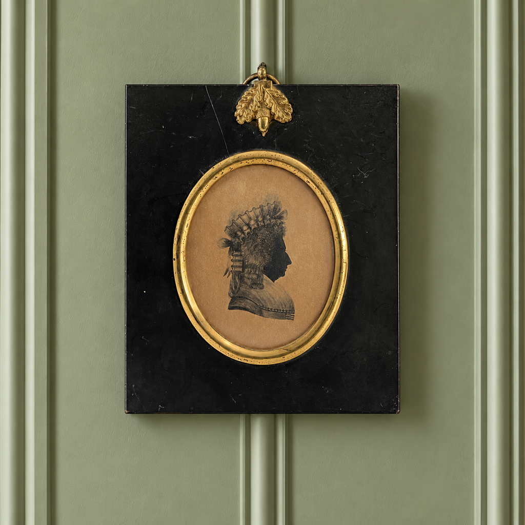 18th Century Portrait Silhouette Lady High Hair Cap Georgian Era C 1795