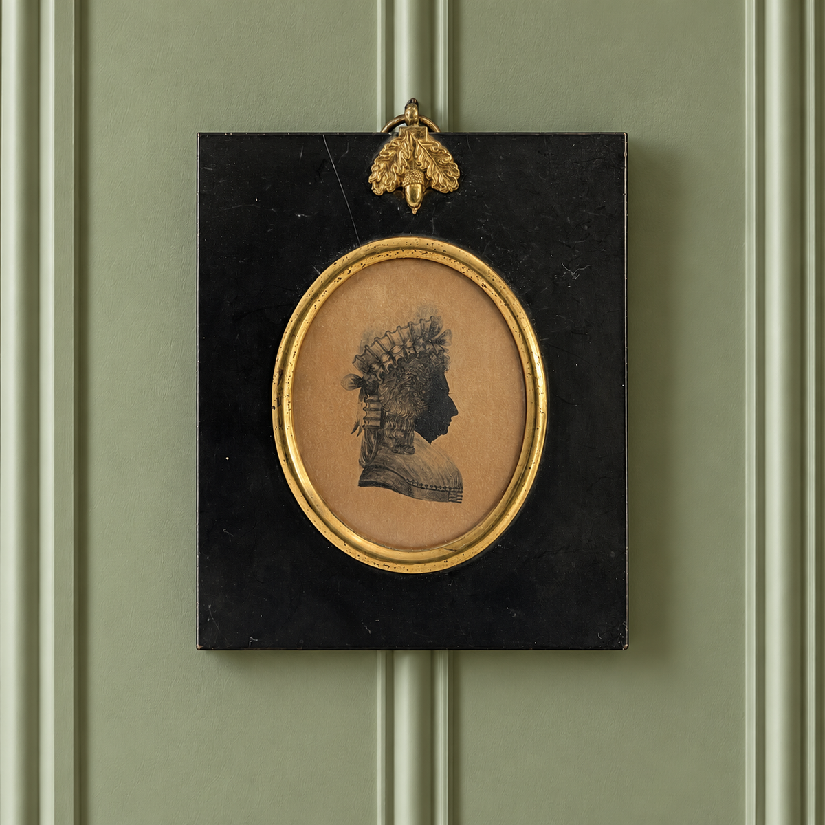 18th Century Portrait Silhouette Lady High Hair Cap Georgian Era C 1795