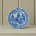 Antique Miniature Dolls Plate Blue and White Temple Ruins Pattern English Circa 1830
