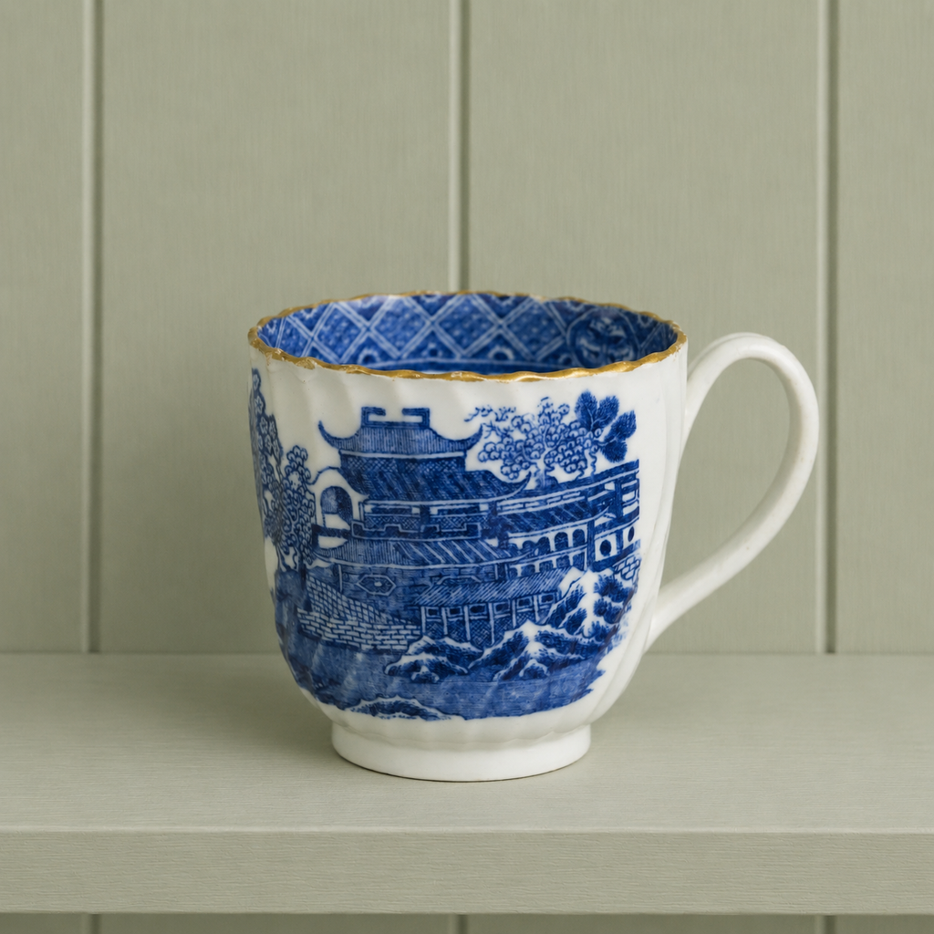 Coffee Cup Blue and White Transferware Pearlware English With Provenance Circa 1810 AF