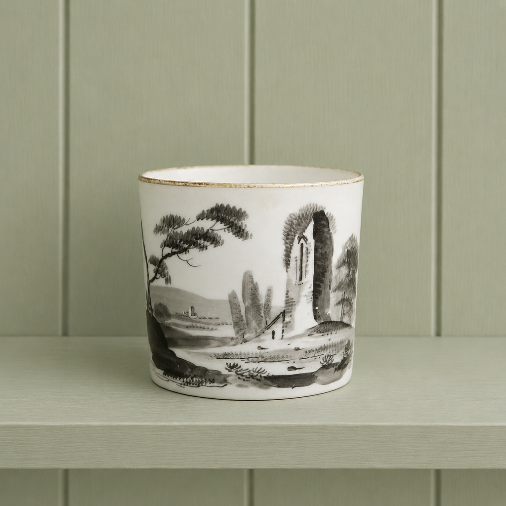 1810 Minton Porcelain Coffee Can English Regency En Grisaille Landscape