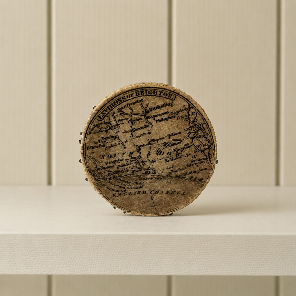 Georgian Silk Brighton Map Pincushion Rare Circa 1825