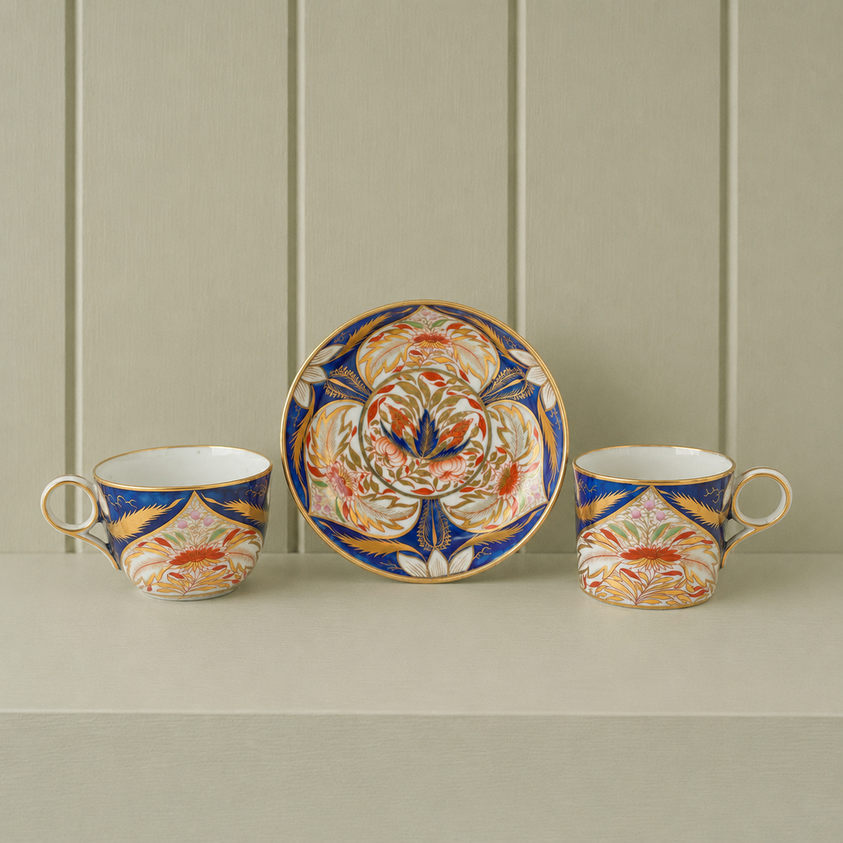 Antique Grainger Worcester Porcelain Trio Imari Pattern C1810