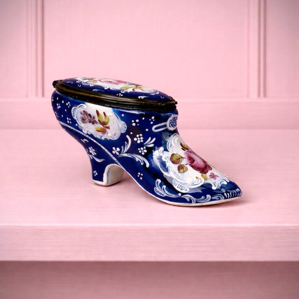18th Century Enamel Shoe Bonbonniere Snuff Box C 1770