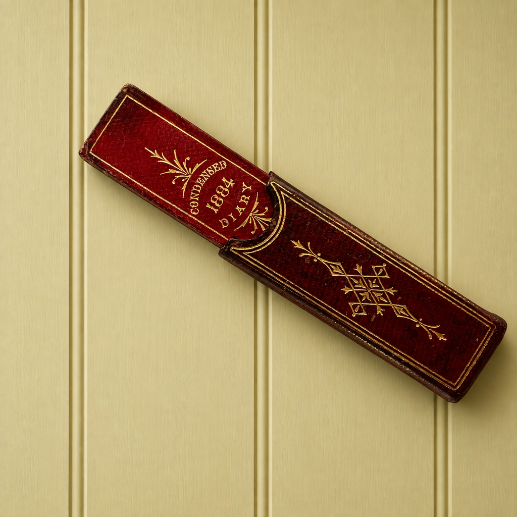 19th Century Miniature Red Leather Cased Diary De La Rue 1884 Victorian