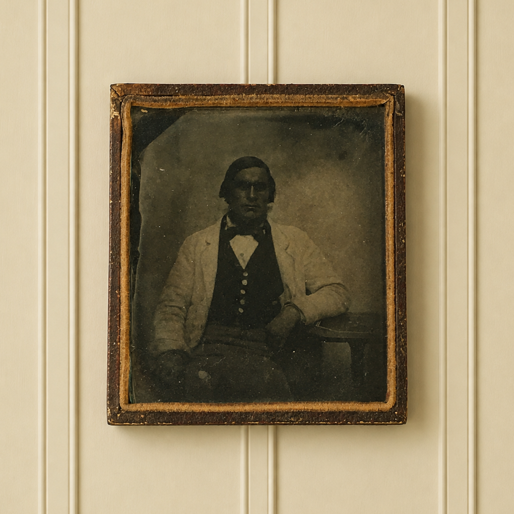 19th Century Photograph Of A Gentleman Sixth Plate American Style C 1860