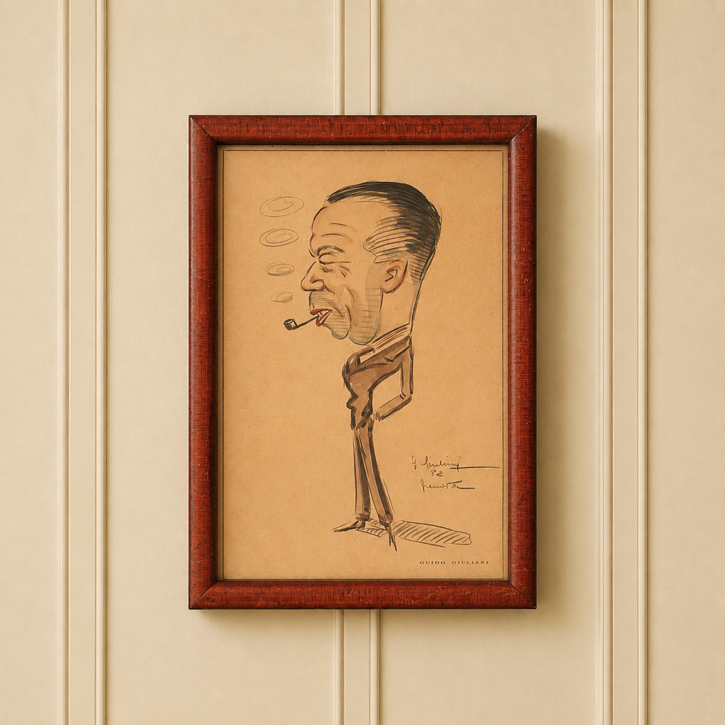 1930s Art Deco Caricature Portrait Guido Giuliani Original Framed Painting