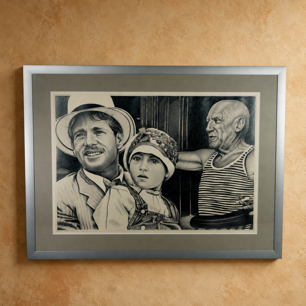 Eric Scott Graphite Drawing Picasso & Paper Moon Cast Framed