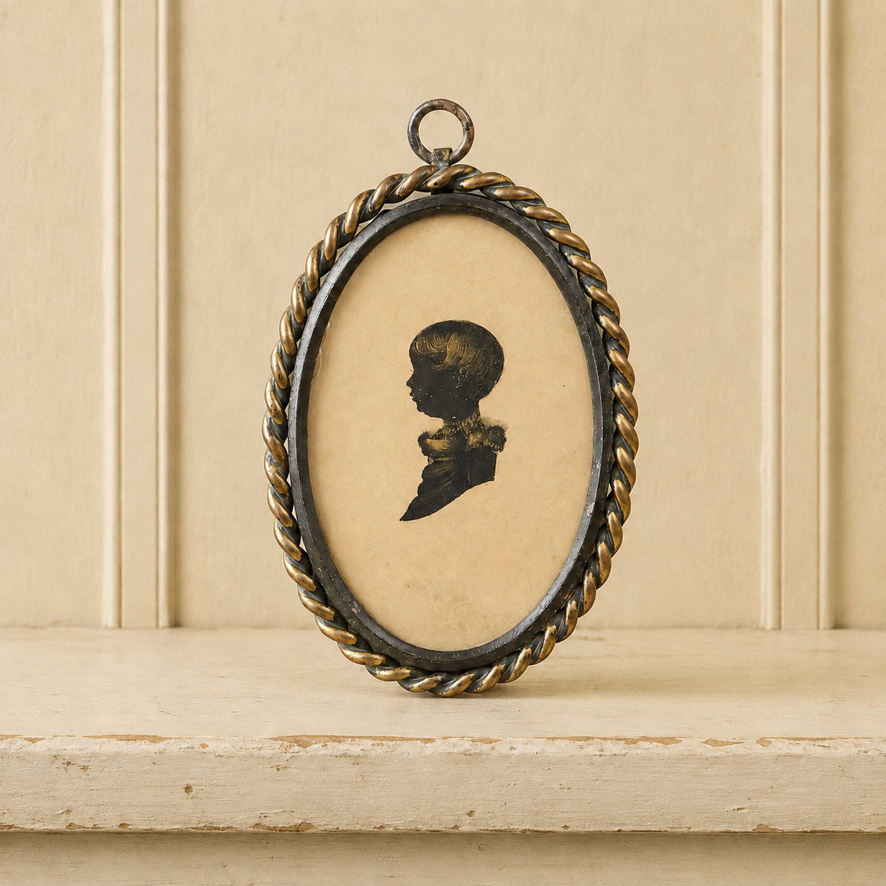 Antique 19th Century Child Portrait Silhouette Physiognotrace Victorian Frame Circa 1800