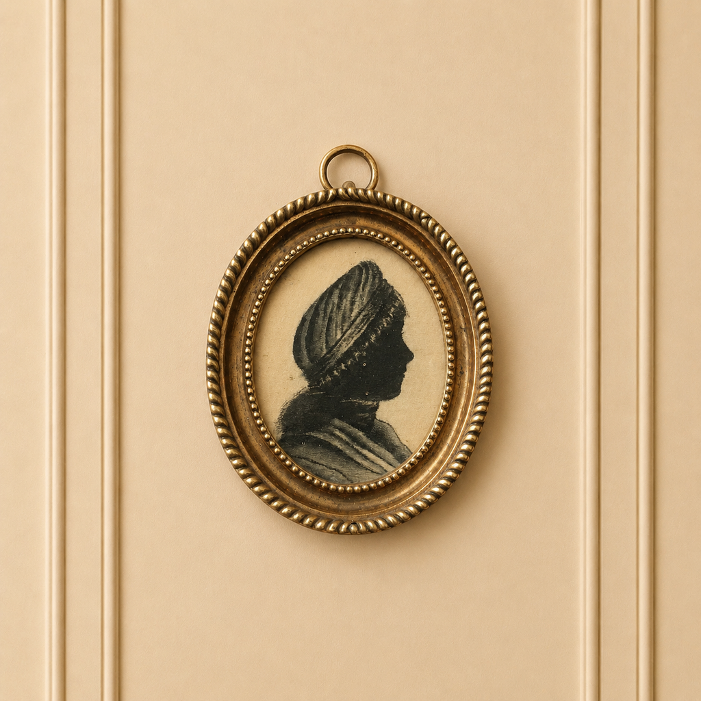 Antique Georgian Silhouette on Silk 1795 Dollhouse Miniature