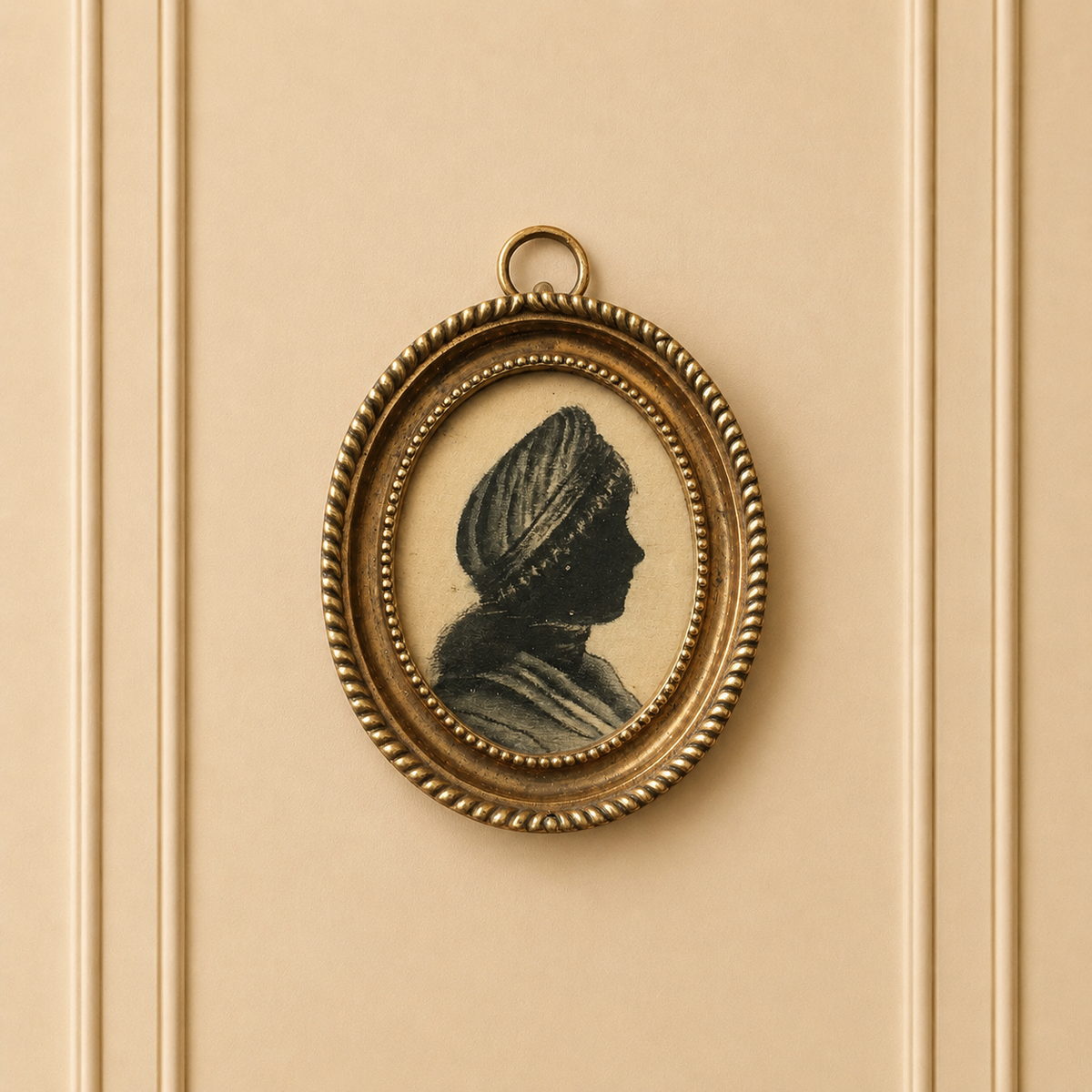 Antique Georgian Silhouette on Silk 1795 Dollhouse Miniature
