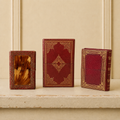 Antique 19th Century Red Leather Calling Card Case Set Of Three
