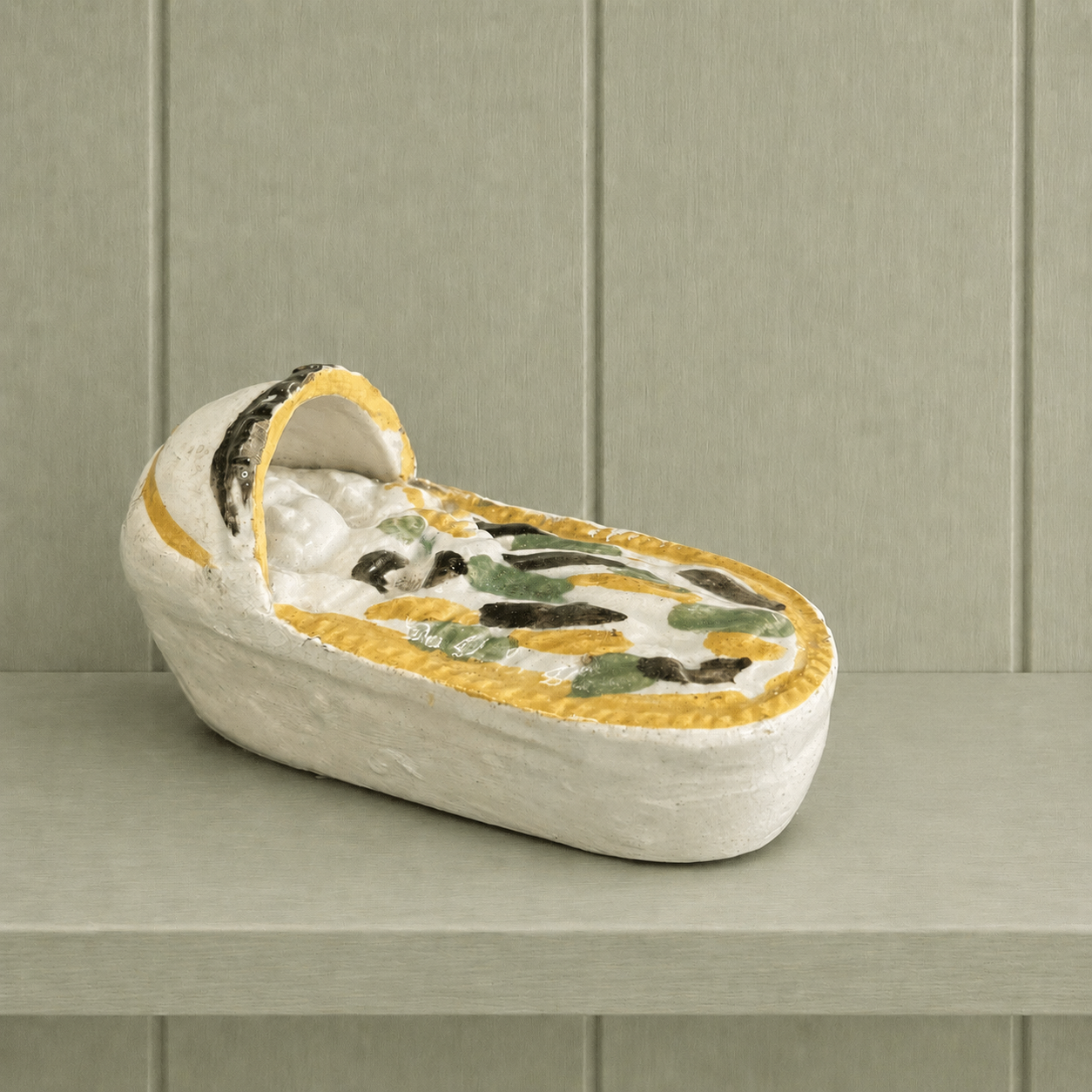 19th Century Prattware Pottery Cradle Circa 1800 AF