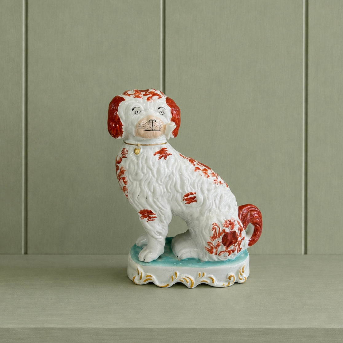 RARE Staffordshire Figure Pipe Smoking Dog Spaniel C 1870 AF