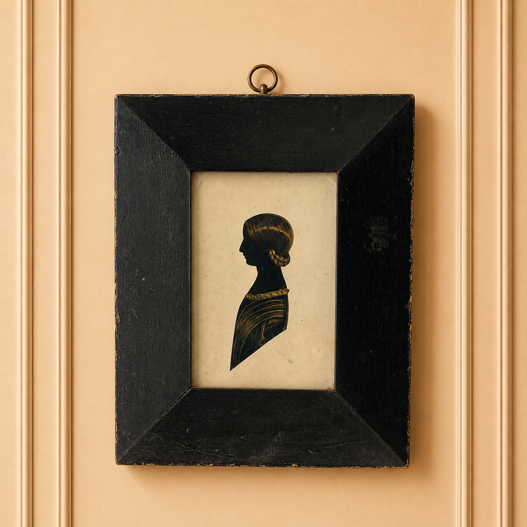 Antique Portrait Silhouette By Merryweather Young Lady With Braided Plait C 1840s