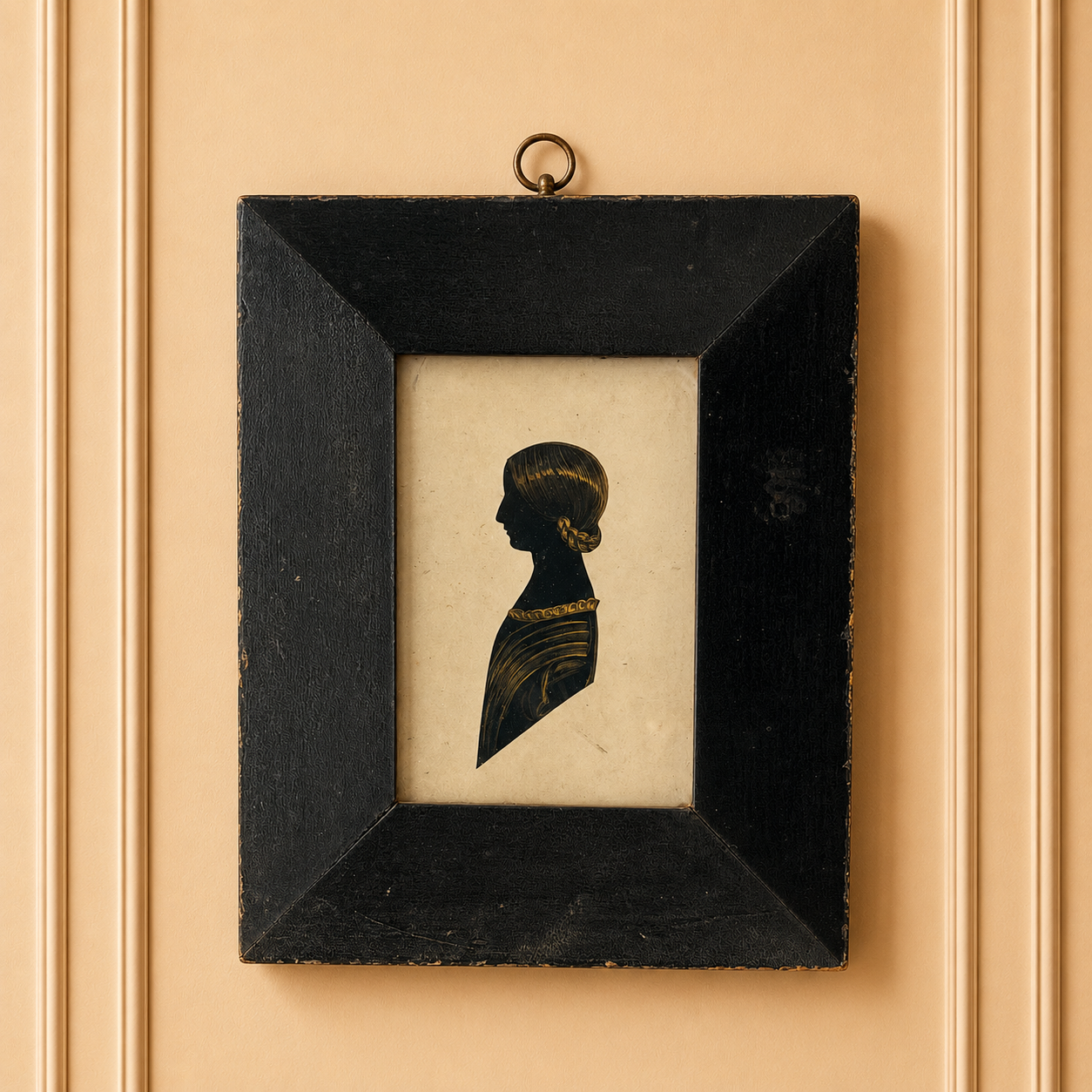 Antique Portrait Silhouette By Merryweather Young Lady With Braided Plait C 1840s