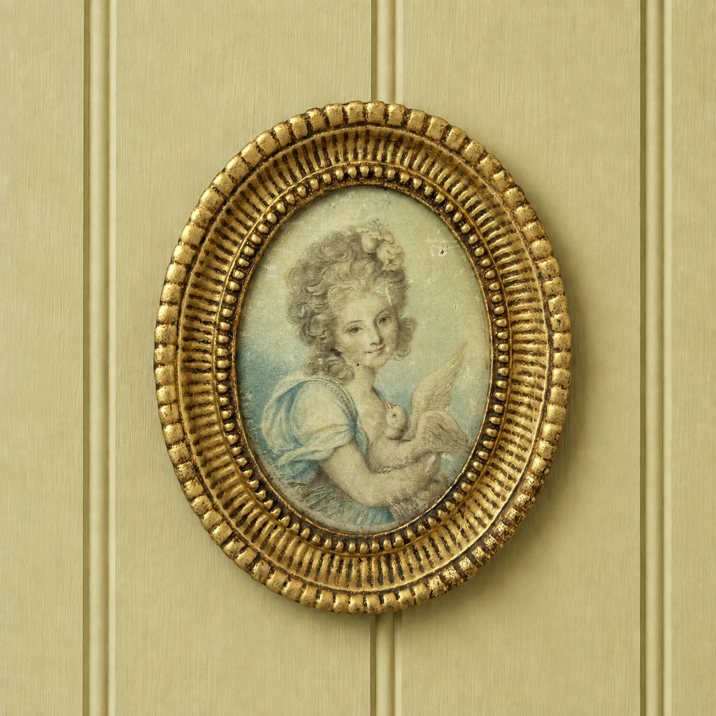 18th Century Engraving On Silk Portrait of Lady After Richard Cosway C 1780