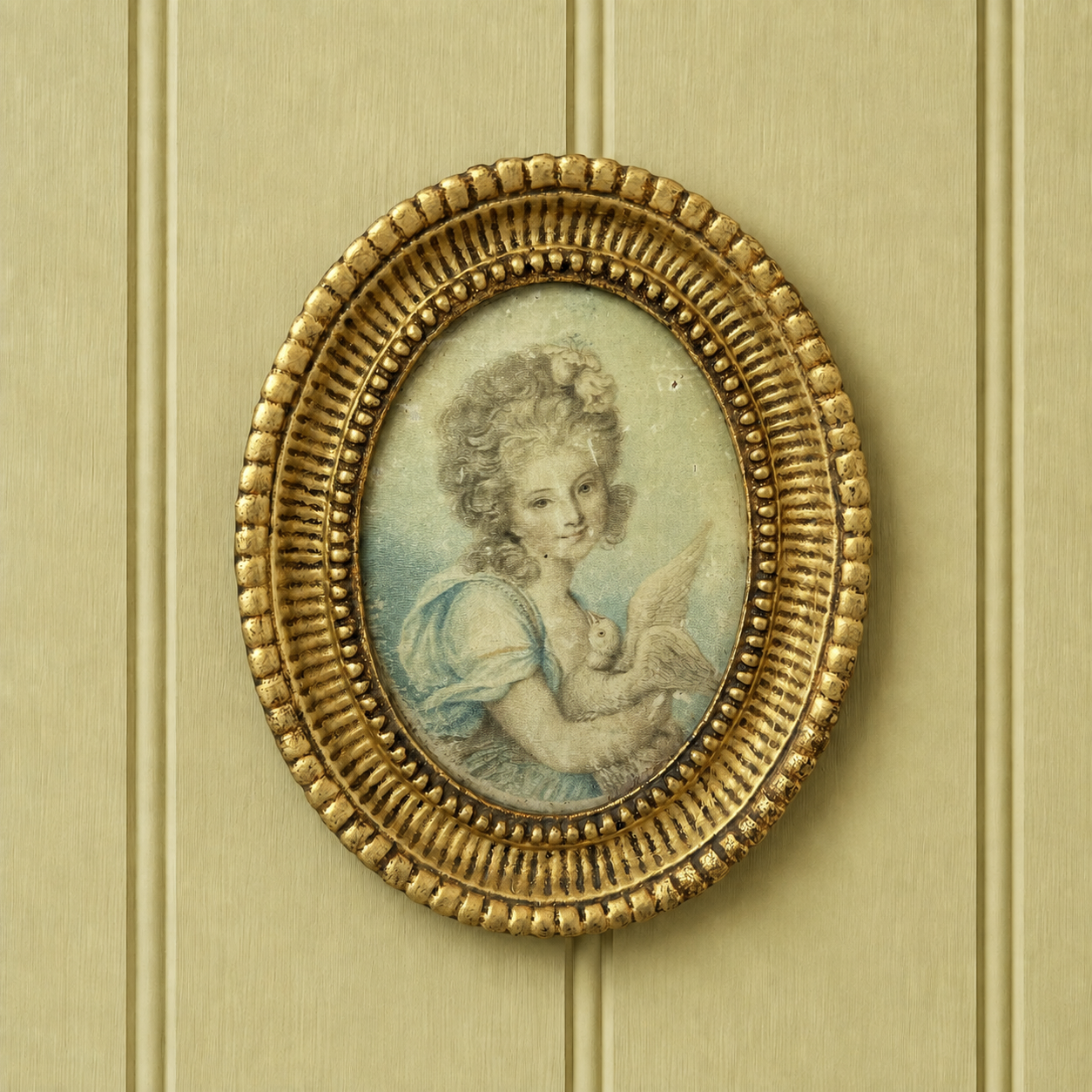 18th Century Engraving On Silk Portrait of Lady After Richard Cosway C 1780