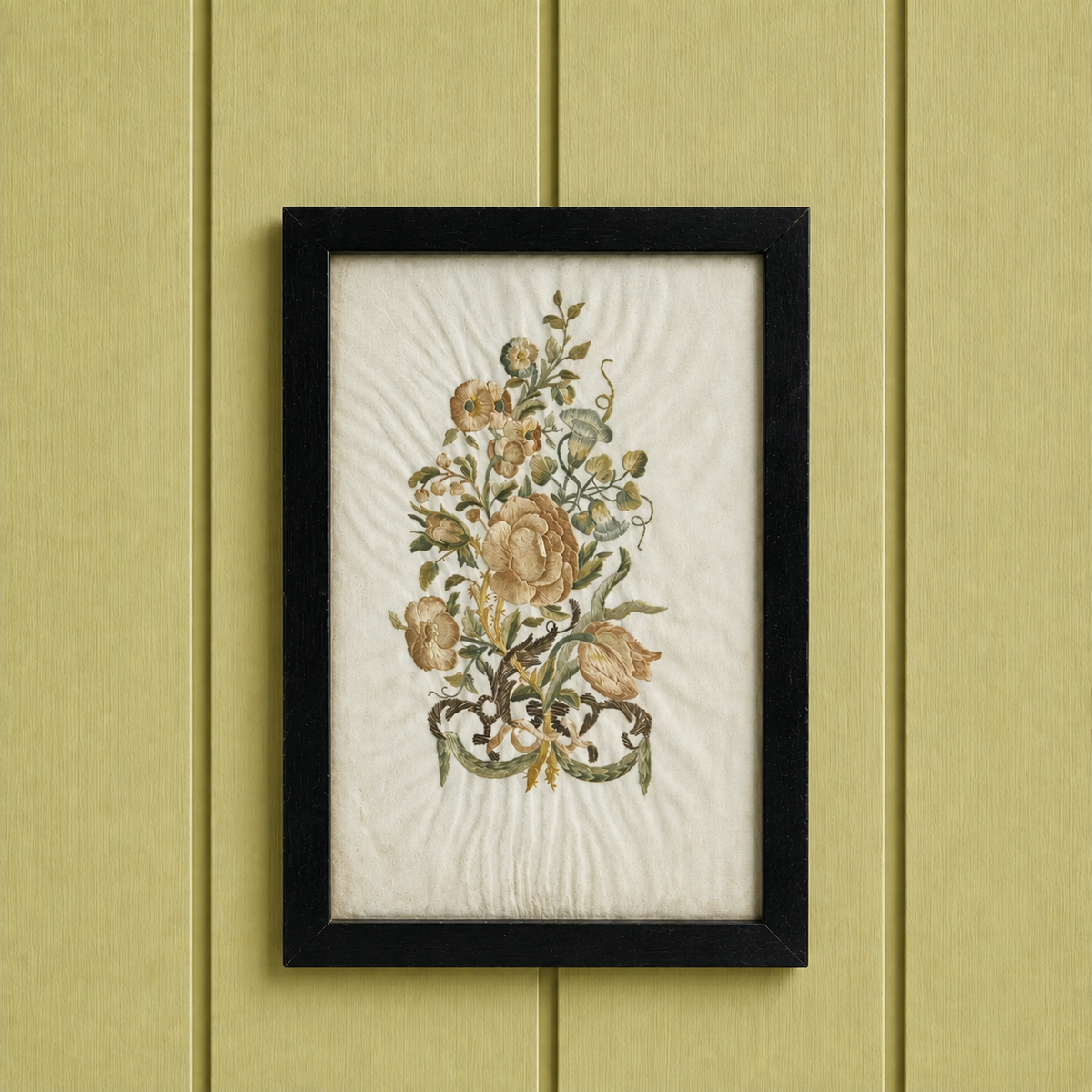 18th Century Colifichet Embroidery On Paper Double Sided Neeedlework C 1780