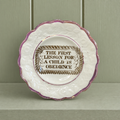 Rare 19th Century Childs Nursery Ware Plate Obedience Lustre Ware C 1830