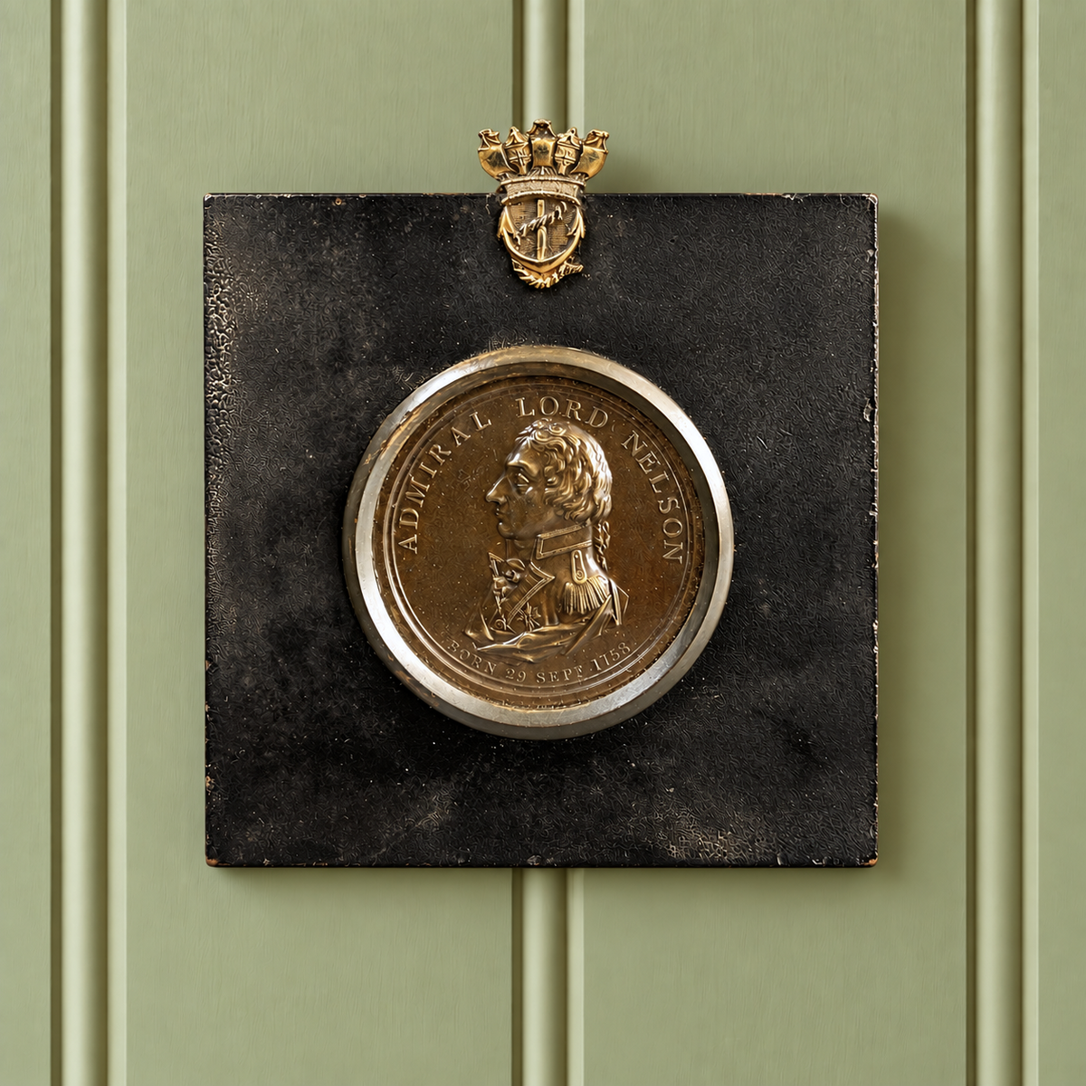 19th Century Portrait Plaque Lord Nelson Battle Of Trafalgar Naval History 1805