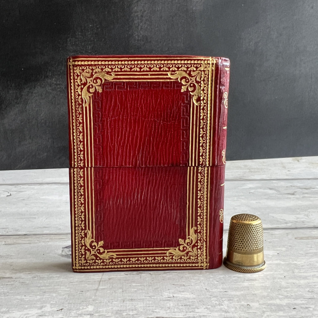 Antique 19th Century Red Leather Calling Card Case Set Of Three