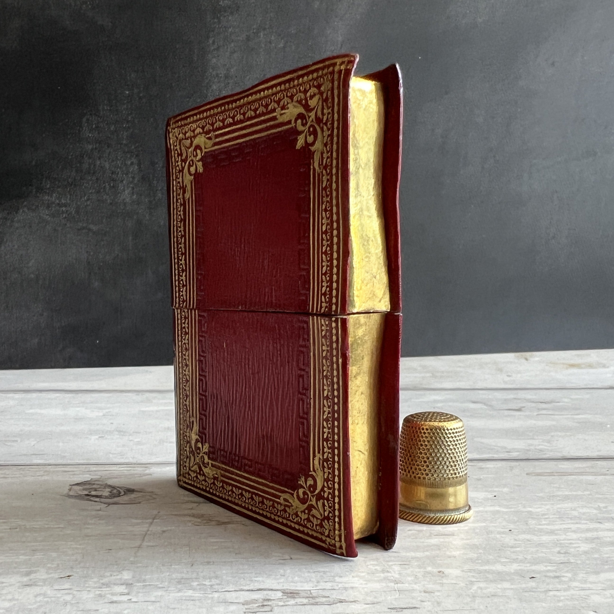 Antique 19th Century Red Leather Calling Card Case Set Of Three
