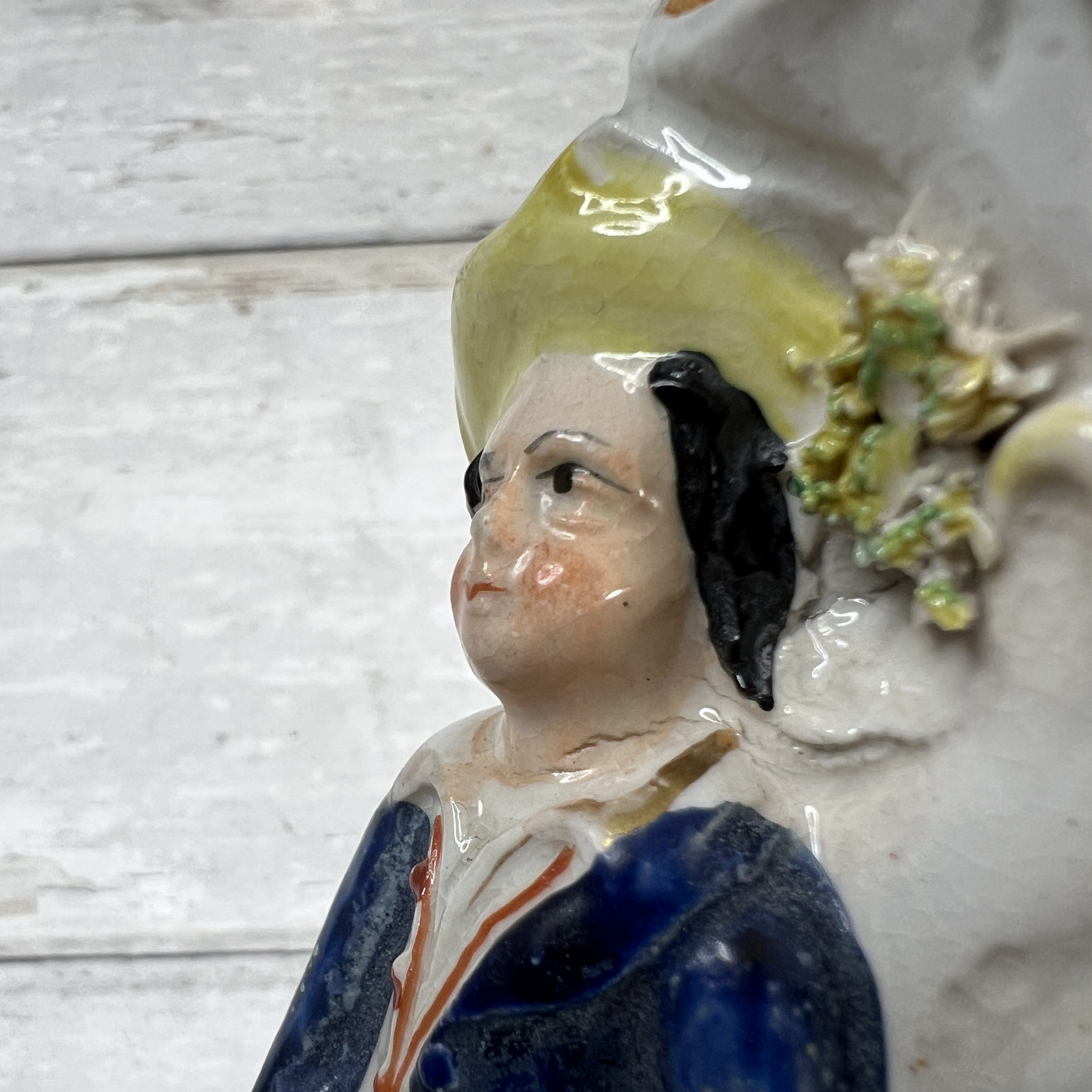 Antique Staffordshire Miniature Spill Vase Shepherd Boy and Dog C 1850 AF