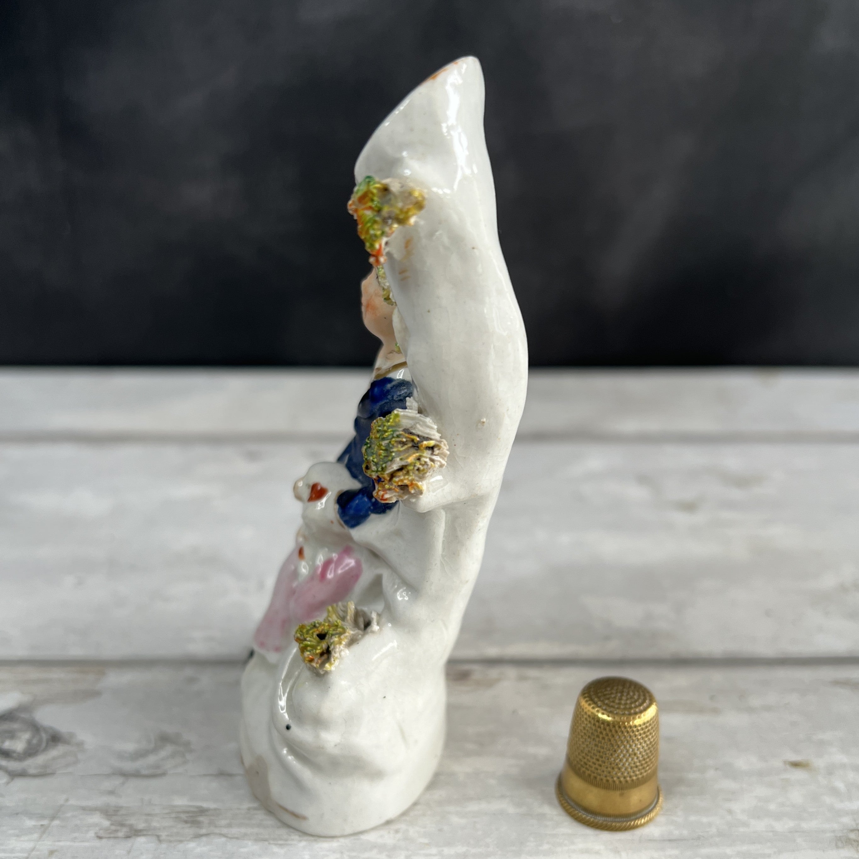 Antique Staffordshire Miniature Spill Vase Shepherd Boy and Dog C 1850 AF
