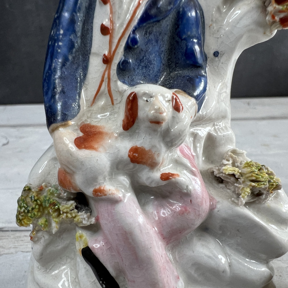 Antique Staffordshire Miniature Spill Vase Shepherd Boy and Dog C 1850 AF
