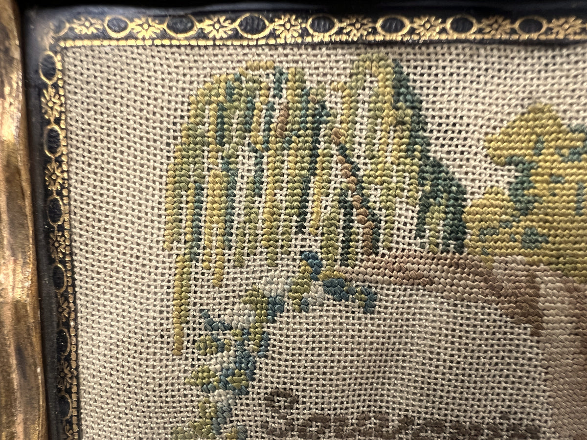 Miniature 19th Century Needlework Picture Mourning Tree C 1820