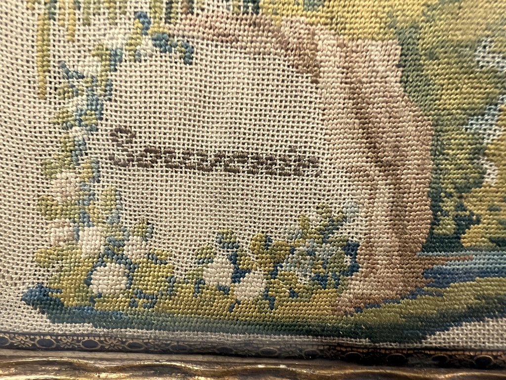 Miniature 19th Century Needlework Picture Mourning Tree C 1820