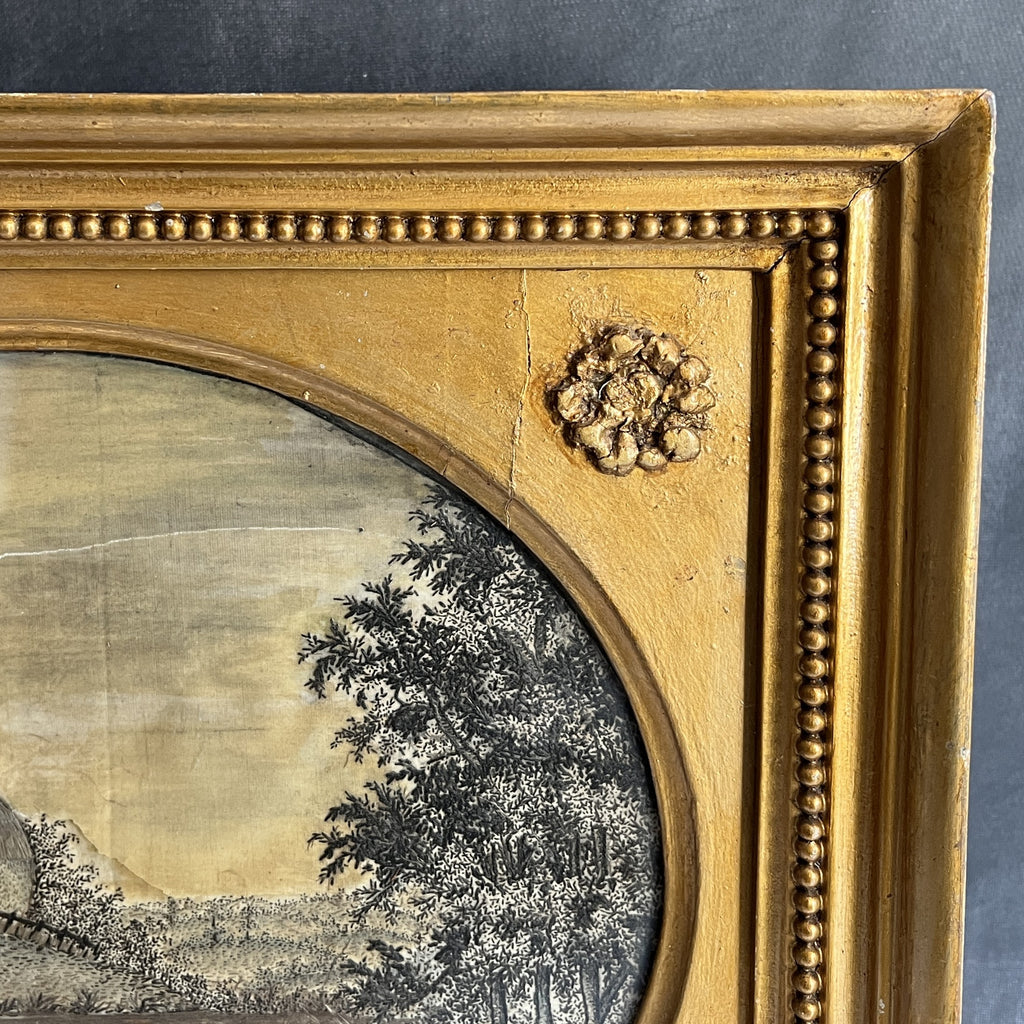 18th Century Silkwork Printwork Embroidery River Scene English C 1790