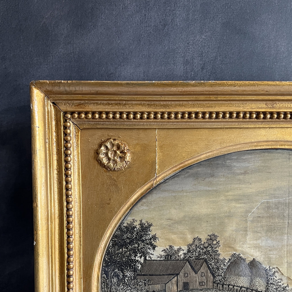 18th Century Silkwork Printwork Embroidery River Scene English C 1790