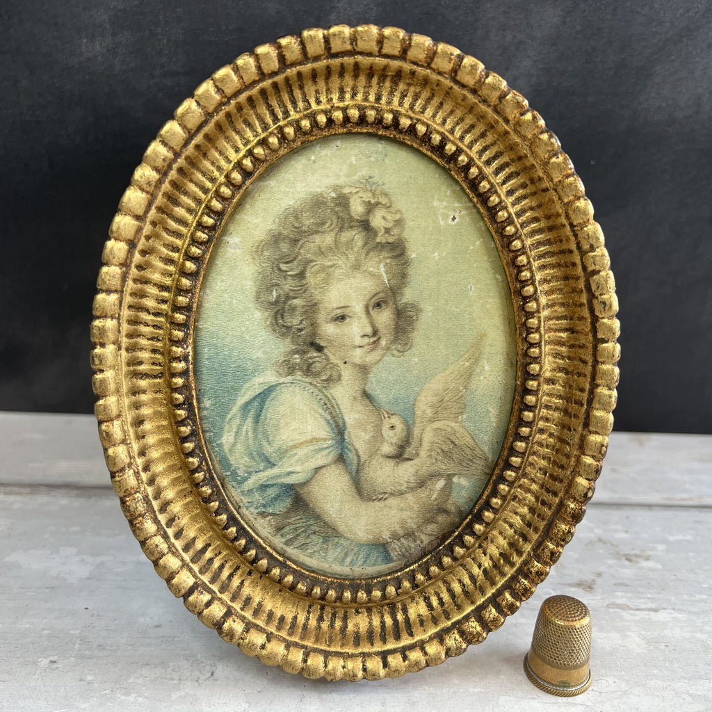 18th Century Engraving On Silk Portrait of Lady After Richard Cosway C 1780
