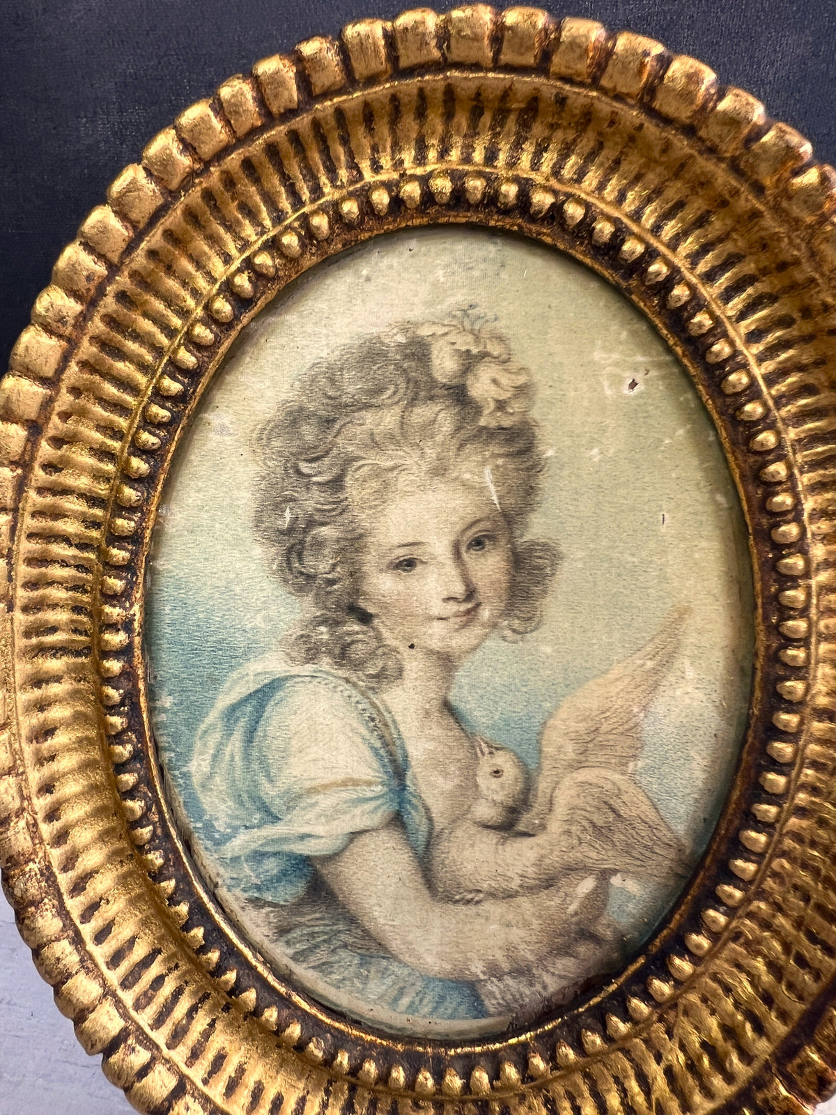 18th Century Engraving On Silk Portrait of Lady After Richard Cosway C 1780