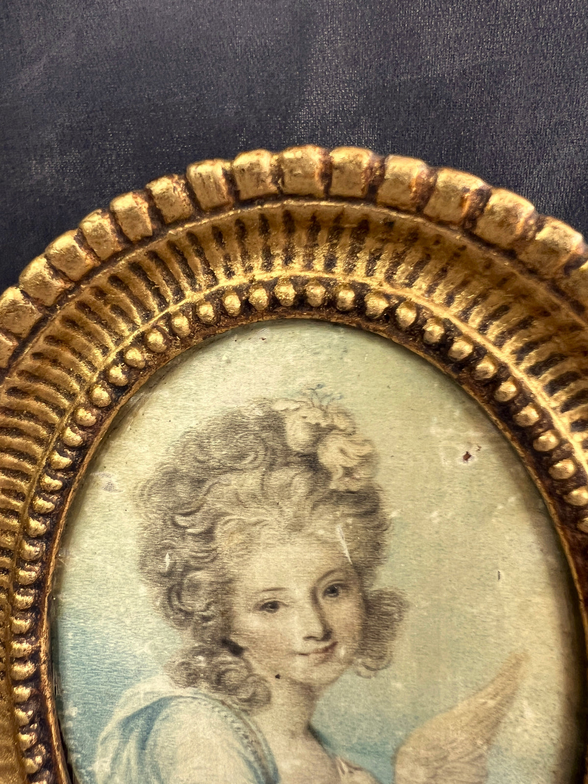 18th Century Engraving On Silk Portrait of Lady After Richard Cosway C 1780