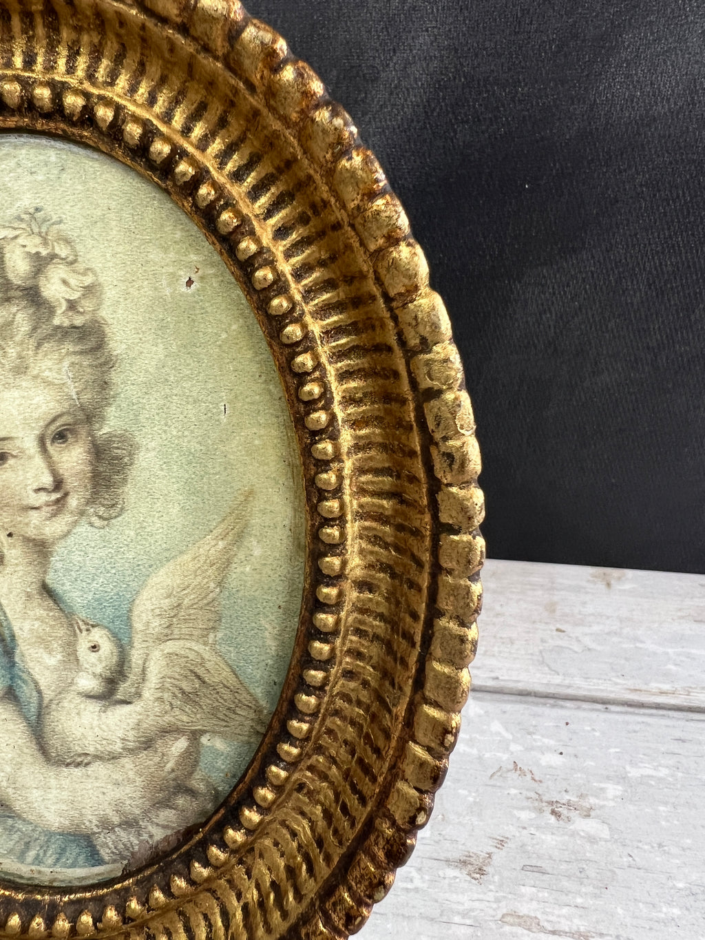 18th Century Engraving On Silk Portrait of Lady After Richard Cosway C 1780