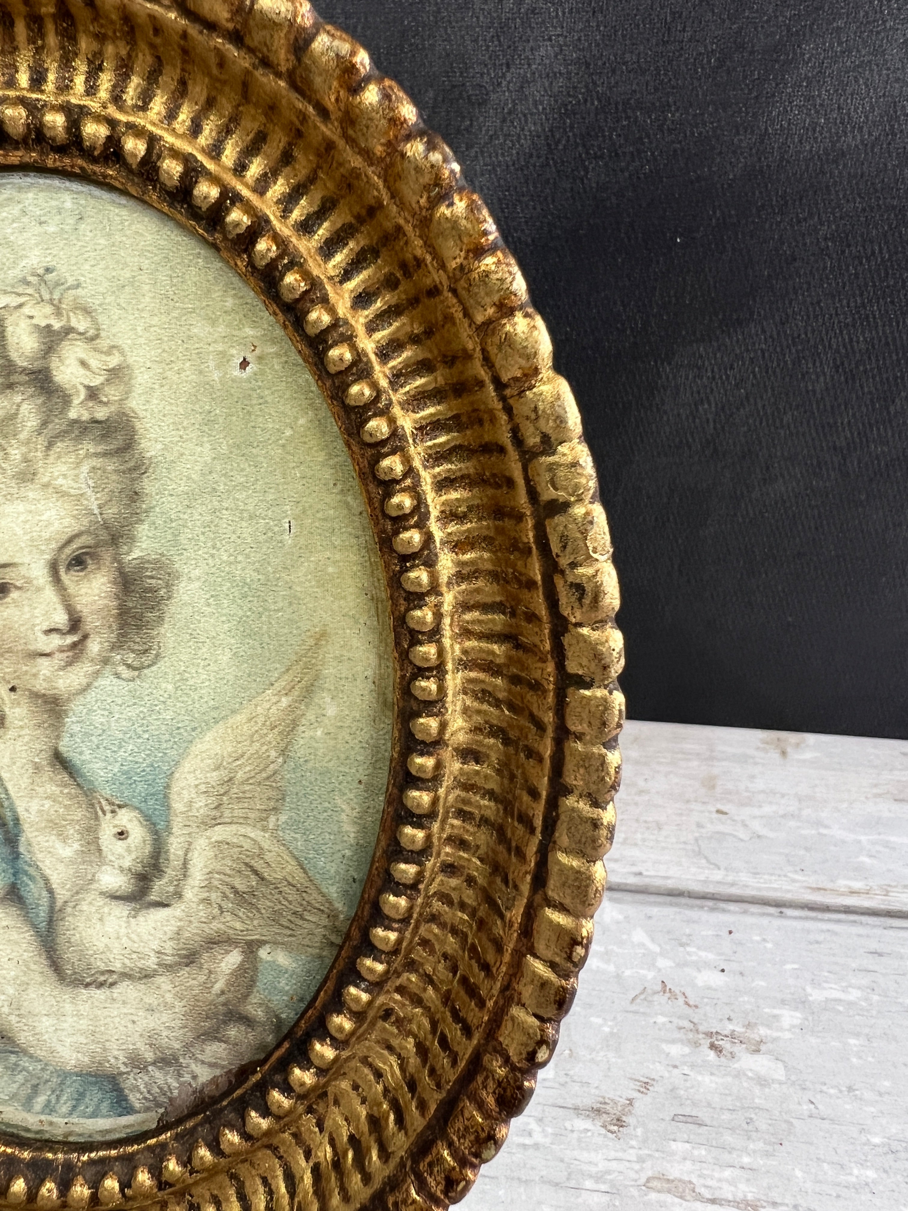 18th Century Engraving On Silk Portrait of Lady After Richard Cosway C 1780