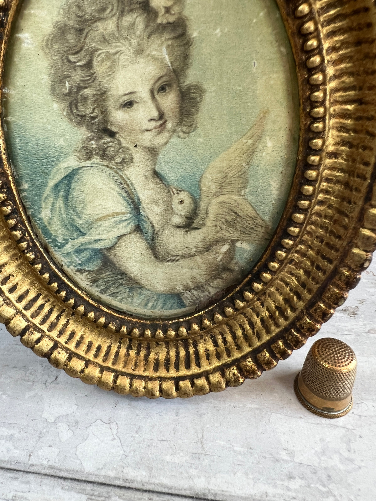 18th Century Engraving On Silk Portrait of Lady After Richard Cosway C 1780