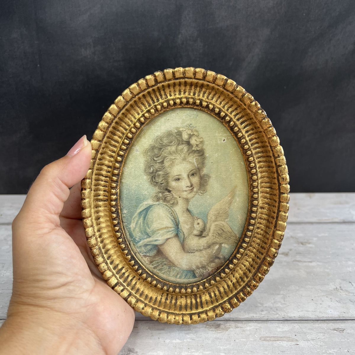 18th Century Engraving On Silk Portrait of Lady After Richard Cosway C 1780