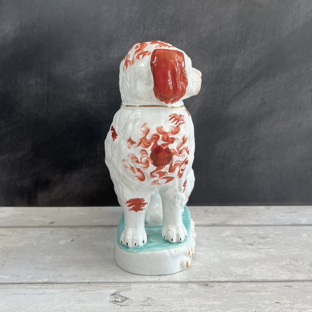 RARE Staffordshire Figure Pipe Smoking Dog Spaniel C 1870 AF