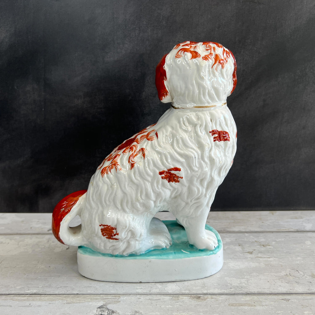 RARE Staffordshire Figure Pipe Smoking Dog Spaniel C 1870 AF