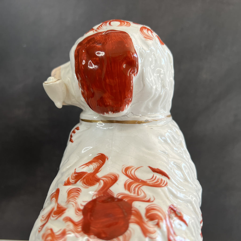 RARE Staffordshire Figure Pipe Smoking Dog Spaniel C 1870 AF
