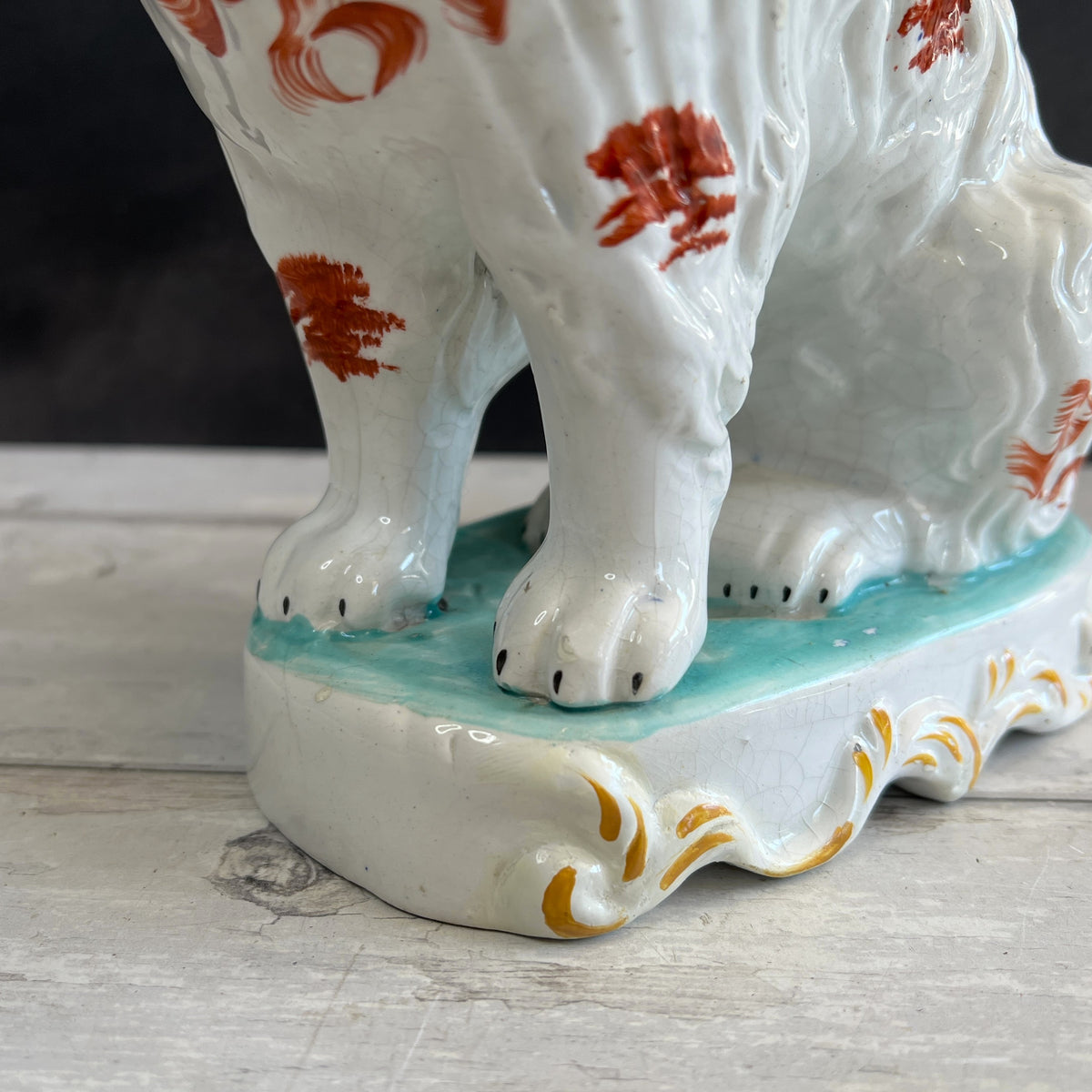 RARE Staffordshire Figure Pipe Smoking Dog Spaniel C 1870 AF