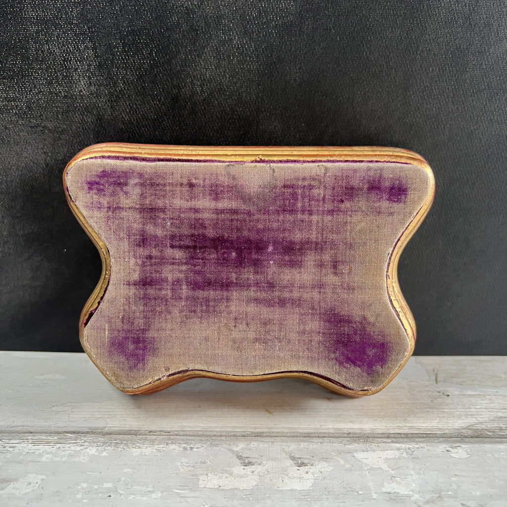 Antique French Jewellery Display Stand Plateau Faded Purple Velvet and Gilt Wood C 1840