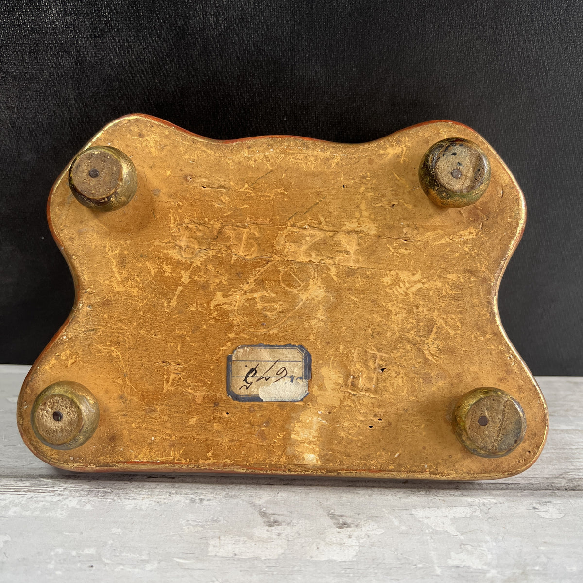 Antique French Jewellery Display Stand Plateau Faded Purple Velvet and Gilt Wood C 1840